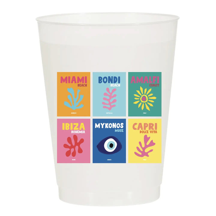 Set of six frosted drinking cups from Sip sip Hooray, ideal for home use, featuring a stylish frosted glass design.