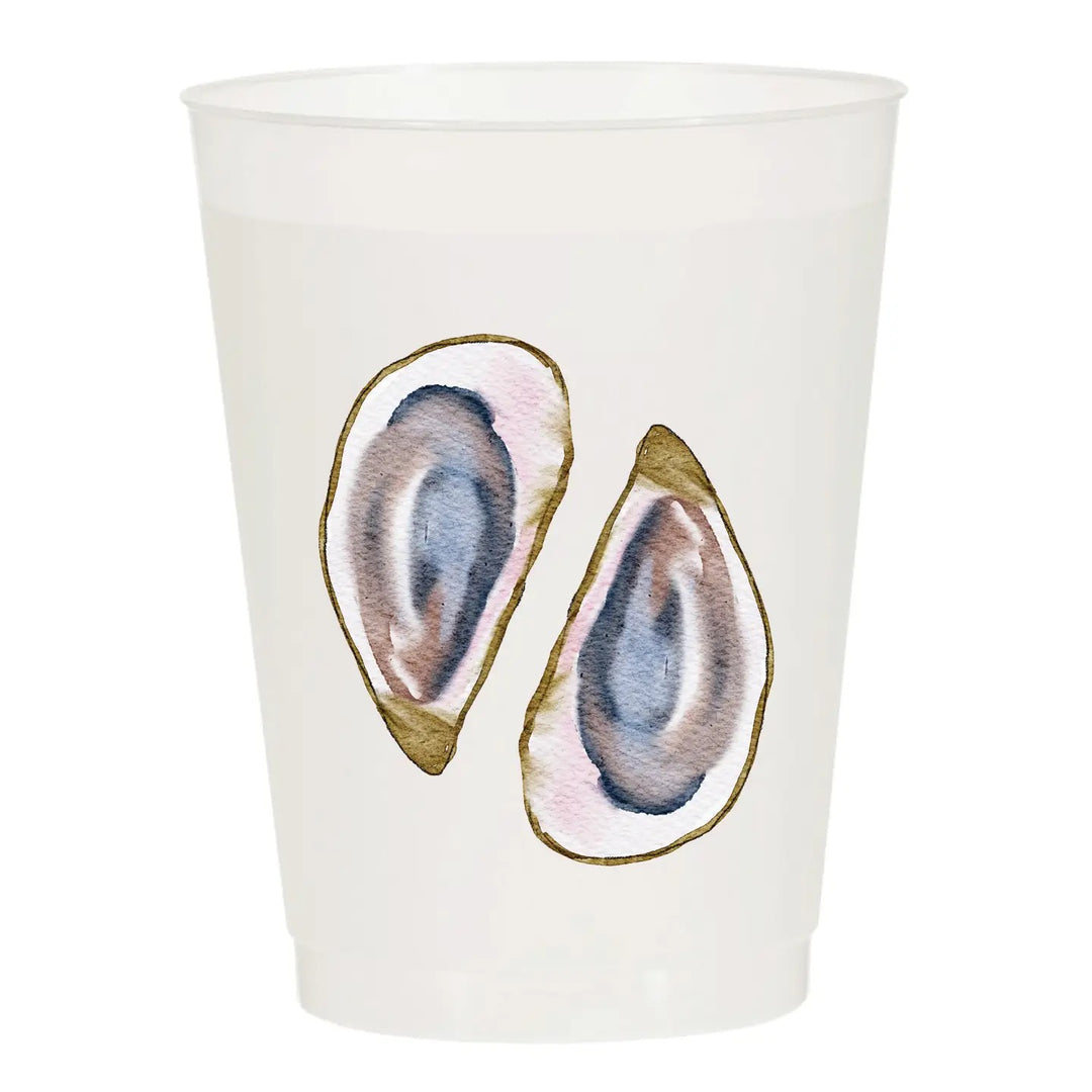 Set of six frosted home cups by Sip sip Hooray, showcasing clear, textured glass drinking vessels with a frosted finish.
