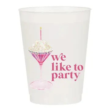 Set of six frosted Sip Sip Hooray home cups with a sleek, semi-transparent finish, ideal for casual drinks and entertaining.