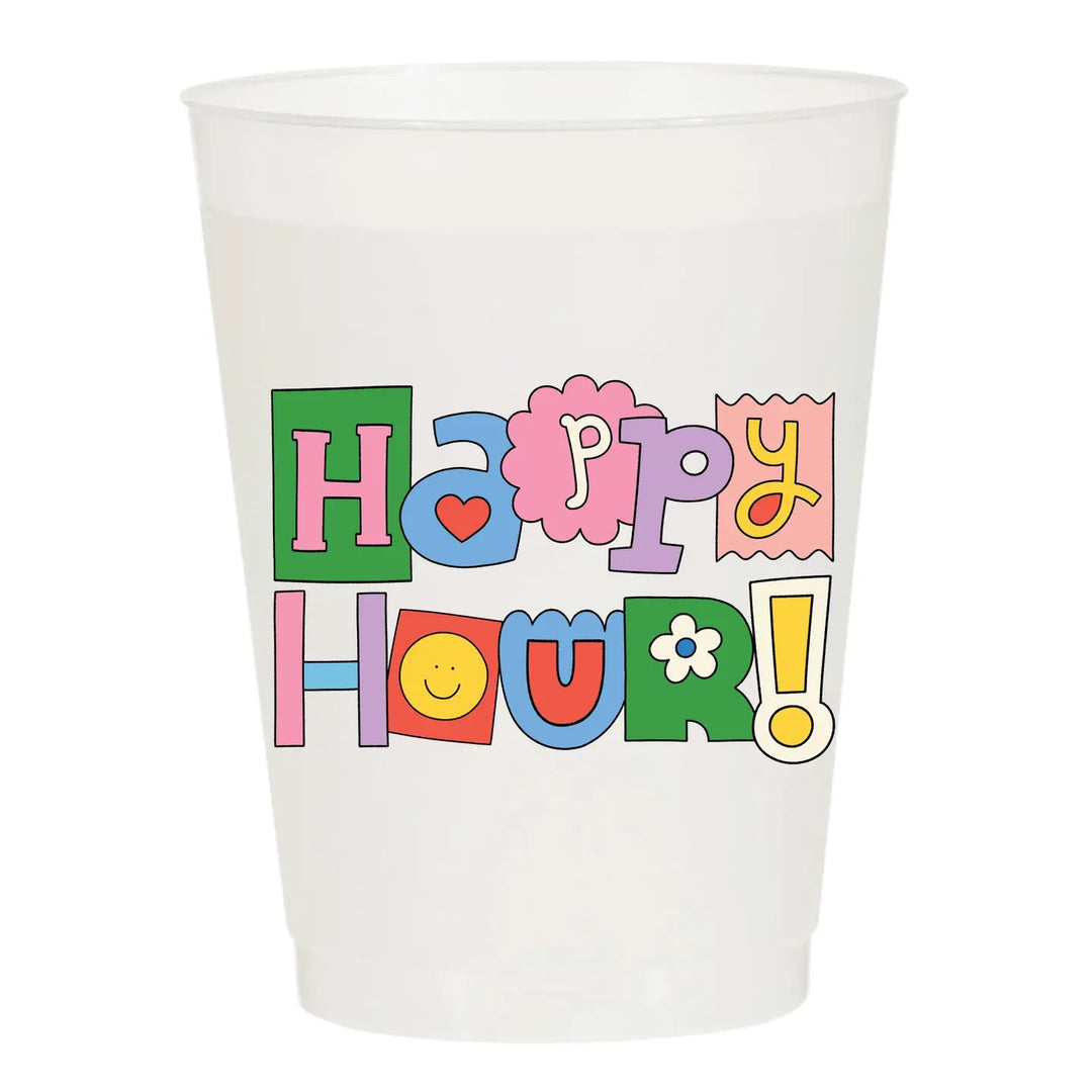 Set of 6 frosted Sip Sip Hooray home cups with a semi-transparent finish and stylish design, perfect for entertaining.
