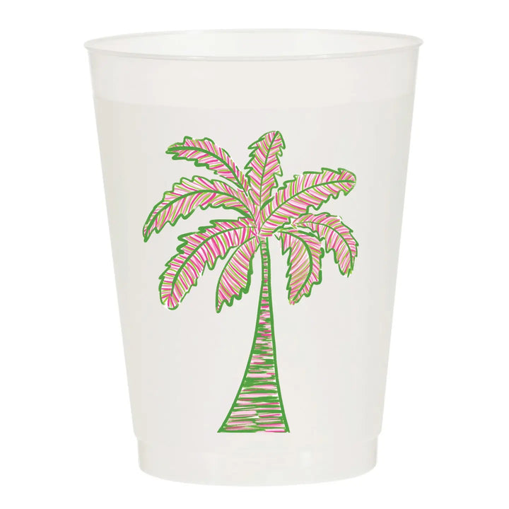 Set of six frosted Sip Sip Hooray home cups with a matte finish and clear design, perfect for stylish beverage servings.