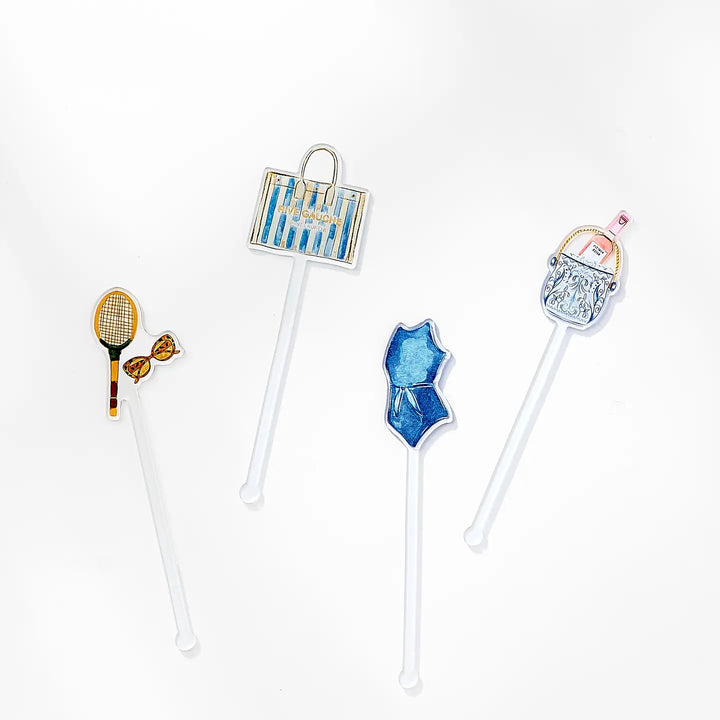 Clear acrylic stir sticks from Sip Sip Hooray, ideal for home drinks, featuring a sleek, transparent design.