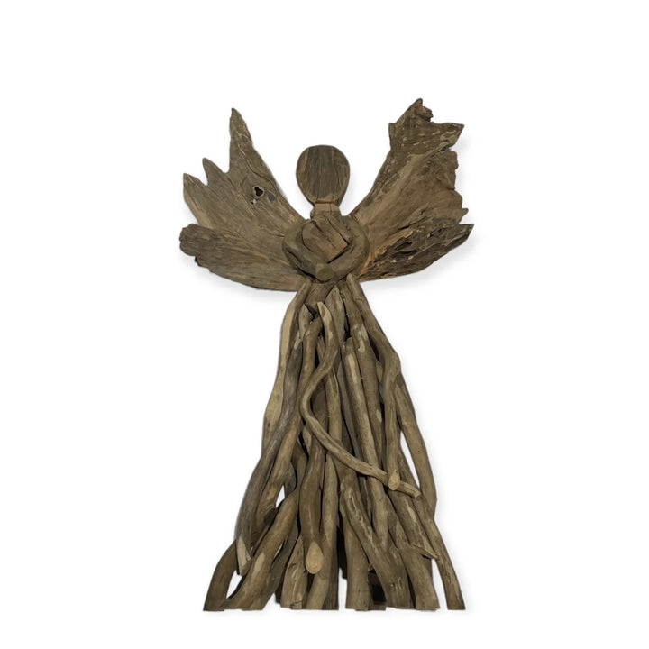 18-inch driftwood angel home decor by Sugarboo Designs, showing a handcrafted angel figure made of driftwood.
