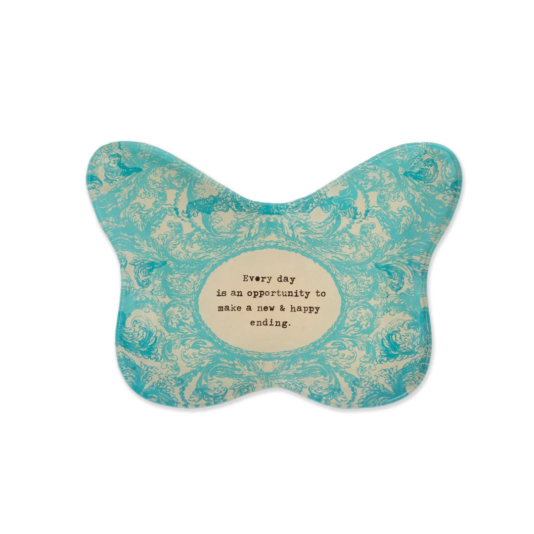 Butterfly Every Day Tray by sugarboo Designs, a decorative home tray featuring colorful butterfly artwork on a wooden surface.