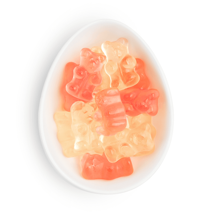 Small Champagne Bears® gift box from Sugarfina featuring colorful bear-shaped candies in a clear container.