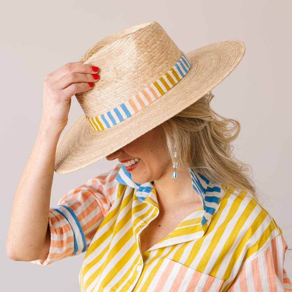 Sunshine Tienda Daydreamer Palm Hat, a stylish accessory with palm leaf design perfect for sunny outdoor wear.