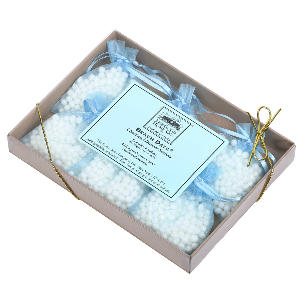 Home closet and drawer sachets by The Good Home, small fabric pouches for freshening and scenting storage spaces.