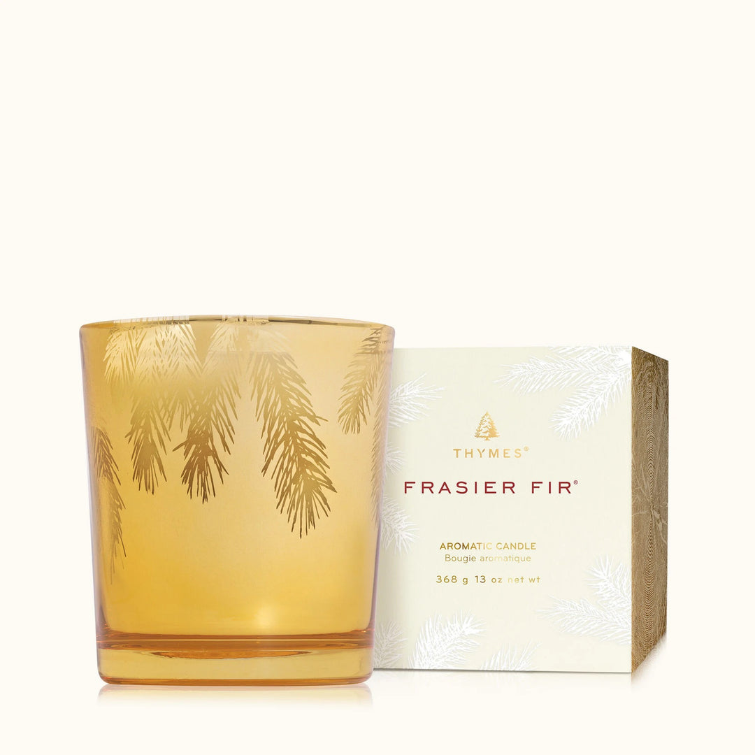 Thymes Gilded Poured 13oz candle in a decorative jar, suitable for home decor and creating a warm, inviting atmosphere.