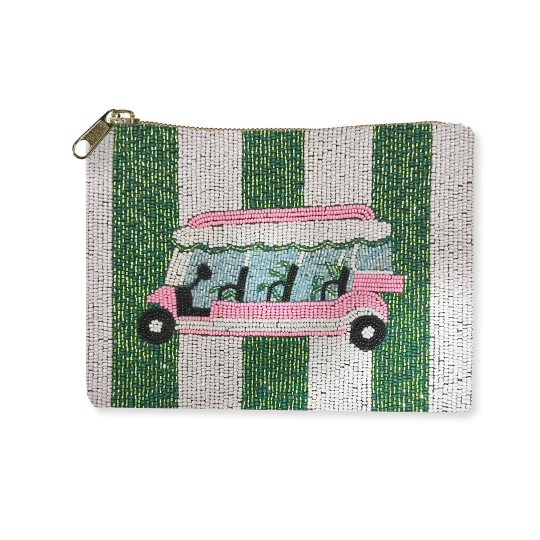 Toss Designs golf cart bead coin purse accessory with colorful bead details and compact design for easy carrying.