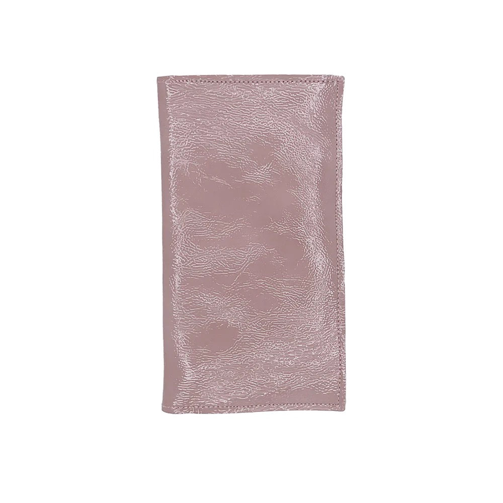 Tracey Tanner Sarah patent leather wallet with multiple card slots and a sleek design, shown in black on a white background.