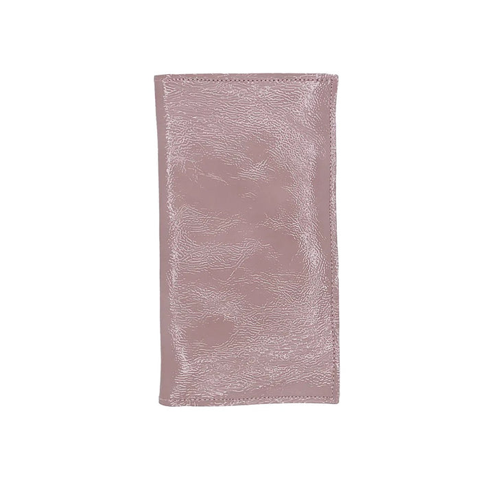 Tracey Tanner Sarah patent leather wallet with multiple card slots and a sleek design, shown in black on a white background.