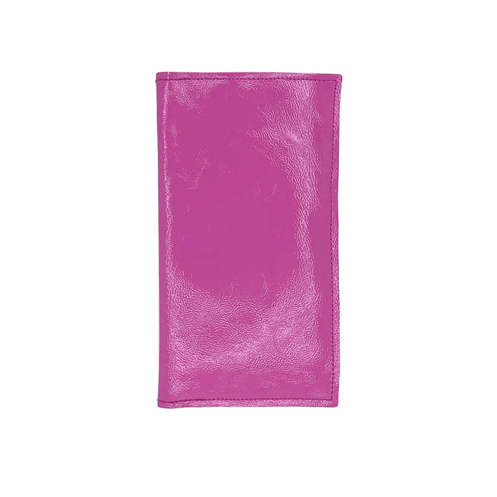 Tracey Tanner Sarah patent leather wallet with multiple card slots and a sleek design, shown in black on a white background.