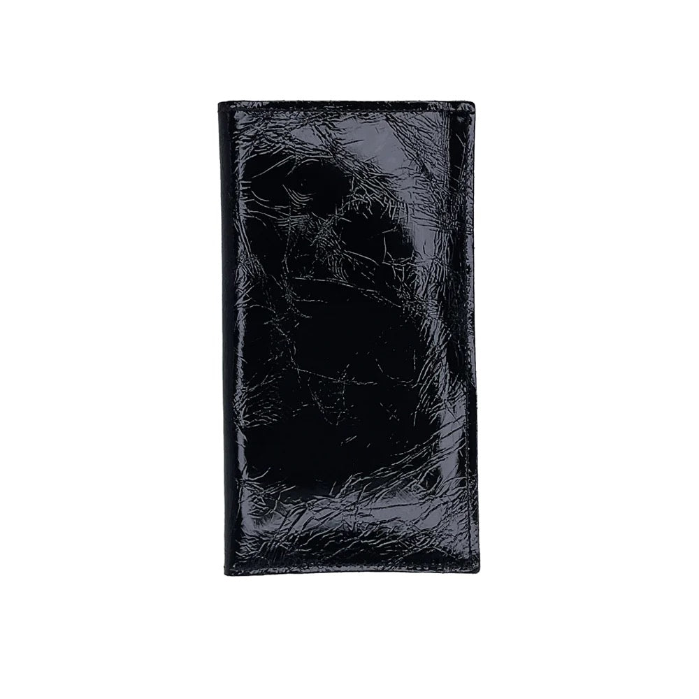 Tracey Tanner Sarah Foil Leather Wallet showing silver foil finish, compact design, and multiple card slots on a neutral background.
