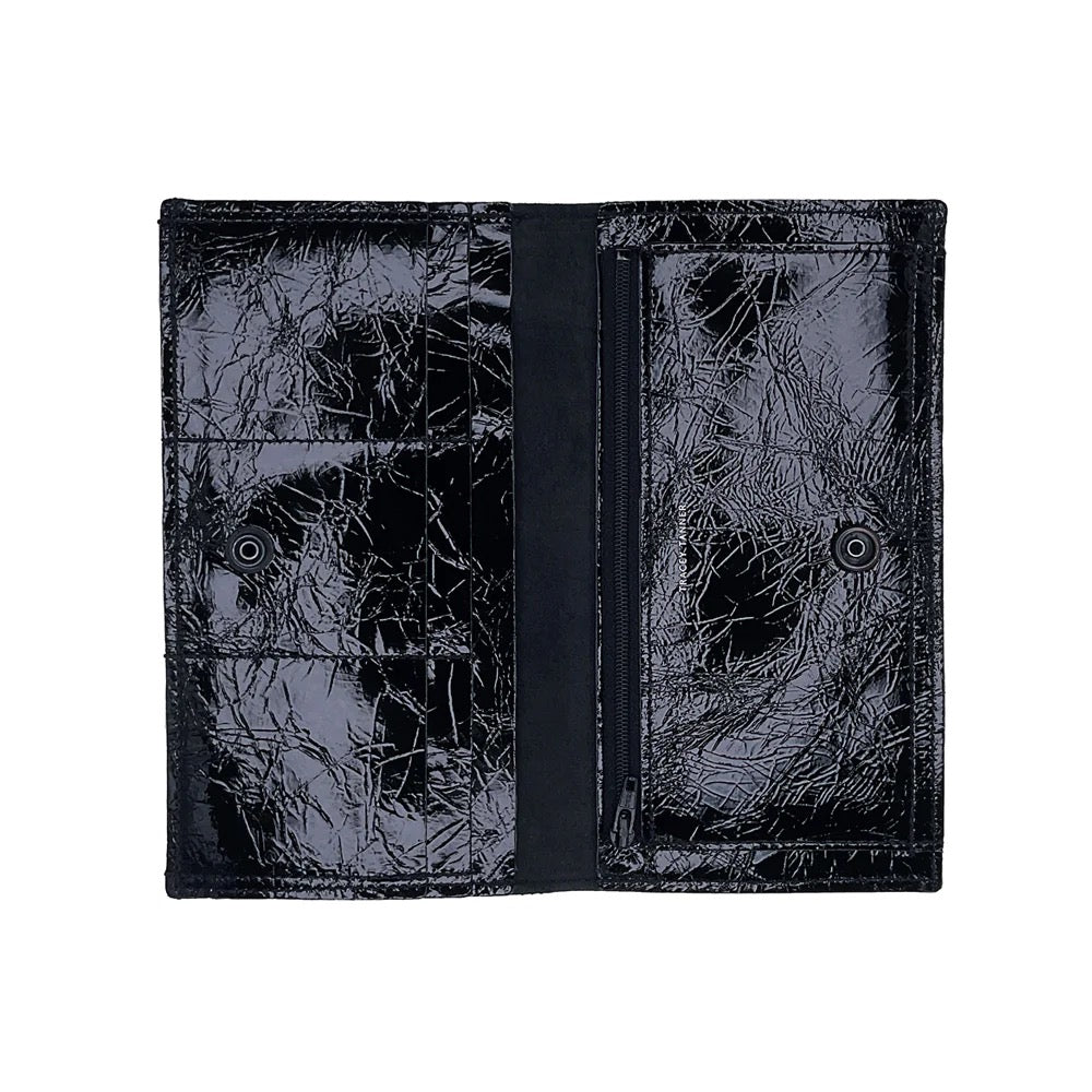 Tracey Tanner Sarah Foil Leather Wallet showing sleek gold foil finish and compact design on a neutral background