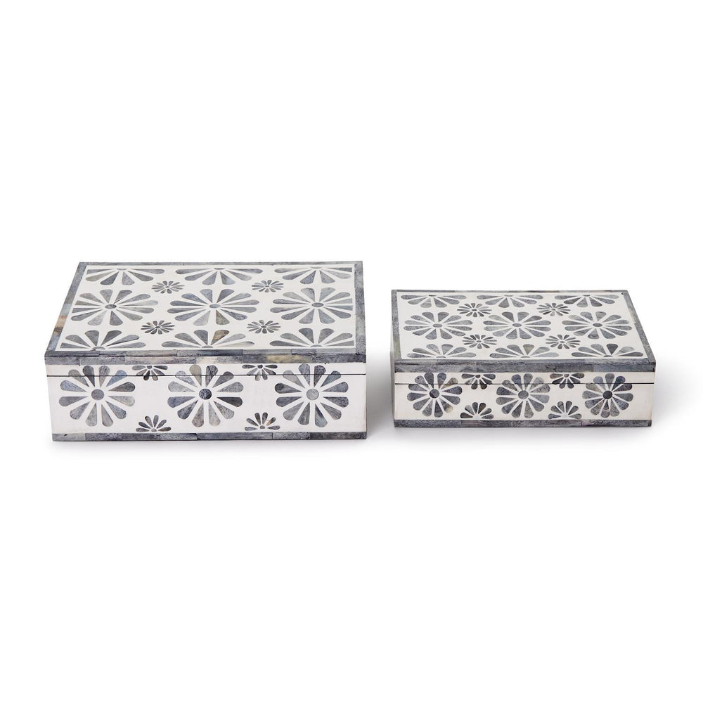 Decorative mosaic box for the home by Two's Company, featuring colorful geometric patterns and a compact storage design.