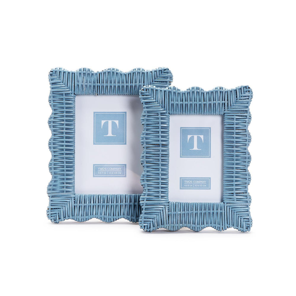Wicker Weave Frame from Two's Company, a stylish home decor piece with intricate woven wicker design.