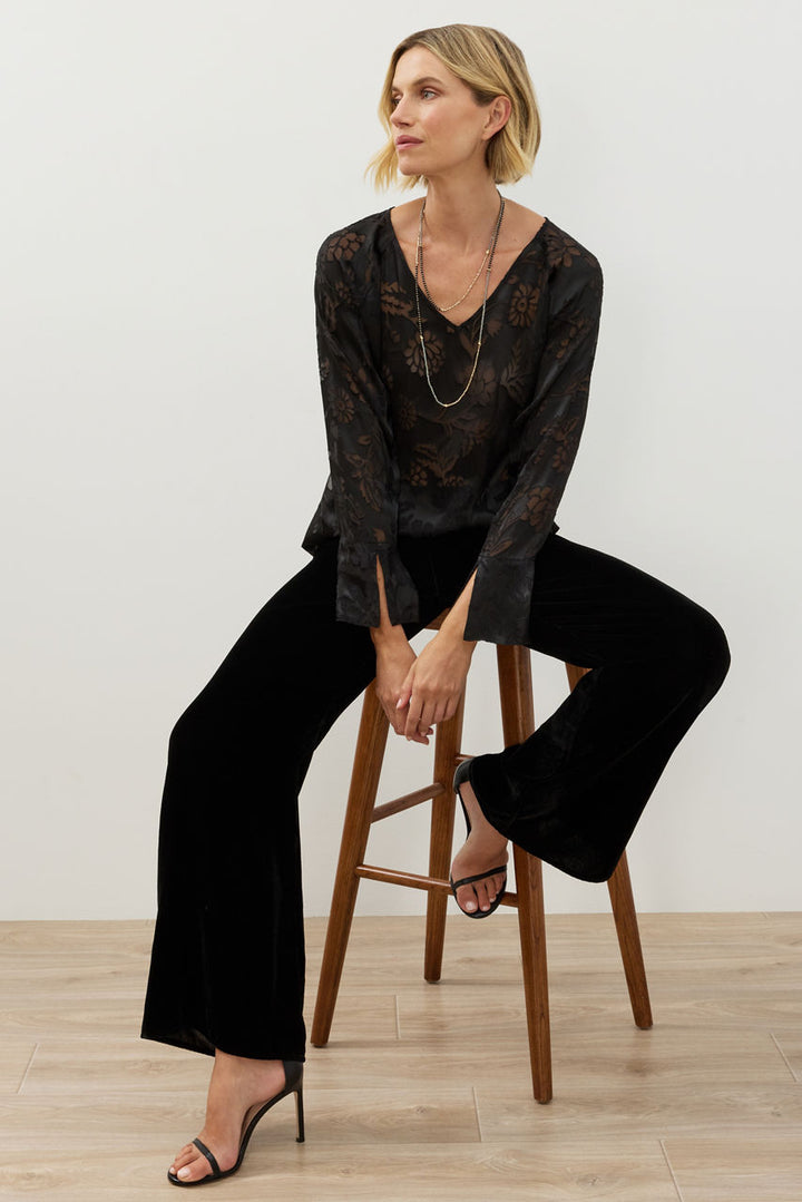 Johnny Was Mayson flare sleeve top in black apparel view