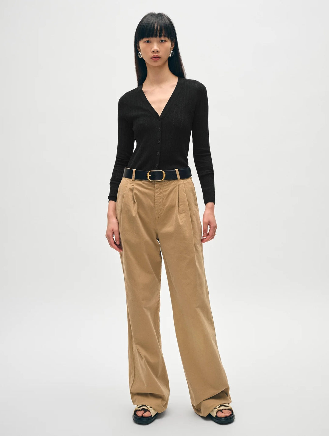 White & Warren linen gauze cardigan, lightweight and breathable tops, shown in a natural drape on a neutral background.