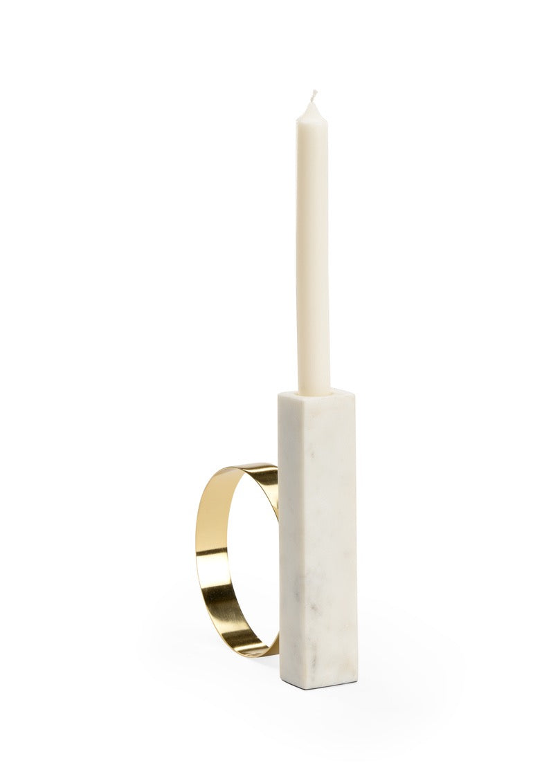 Wildwood Home Cleo Candleholder made of metal with an elegant, curved design perfect for home décor accents.
