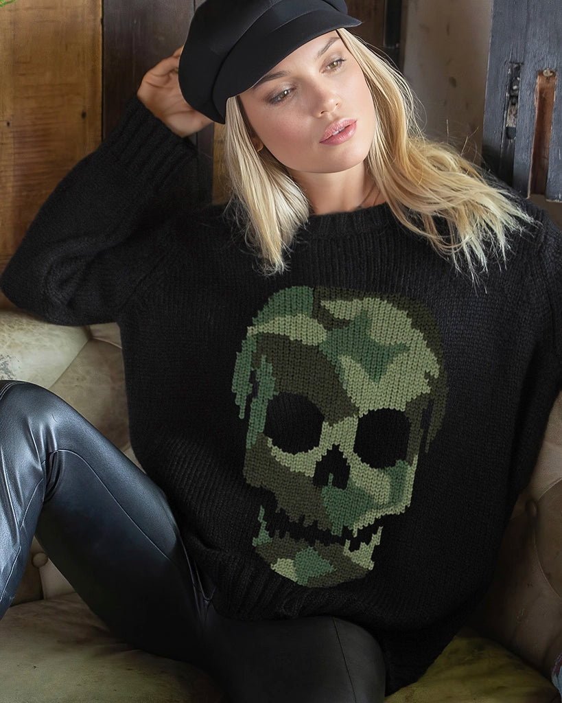 Camo Skull Crew Sweater
