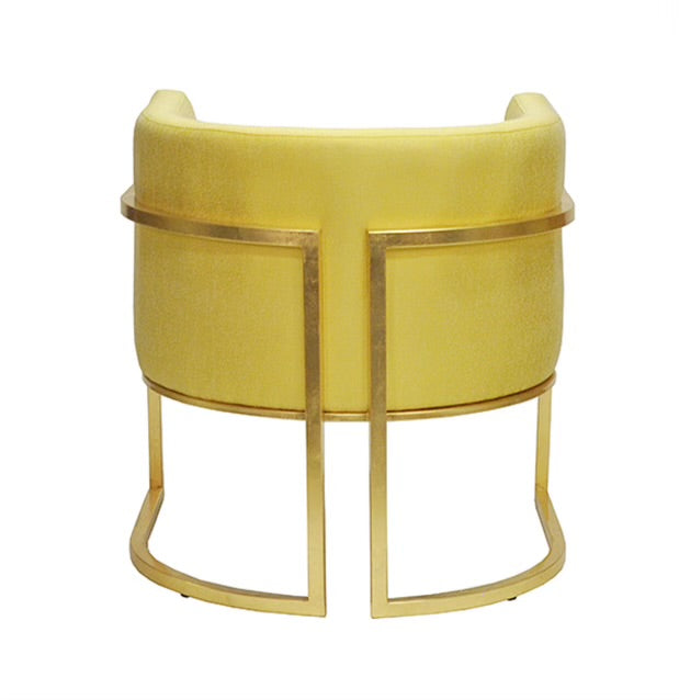 Worlds Away barrel frame chair with plush upholstery, wooden legs, and rounded back, modern furniture piece for stylish interiors
