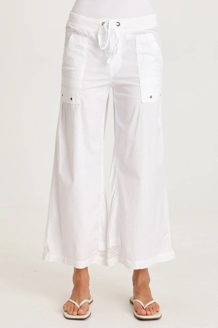 XCVI Roel Crop Pant in lightweight fabric, shown in a casual, relaxed fit with side pockets and cropped length.