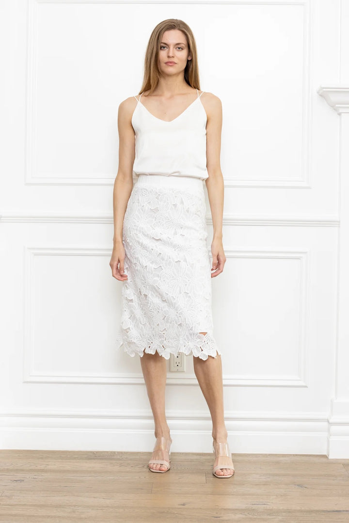 Lace lined skirt from Zero Degrees Celsius Inc, stylish bottoms with elegant lace detail and a flowing fit.