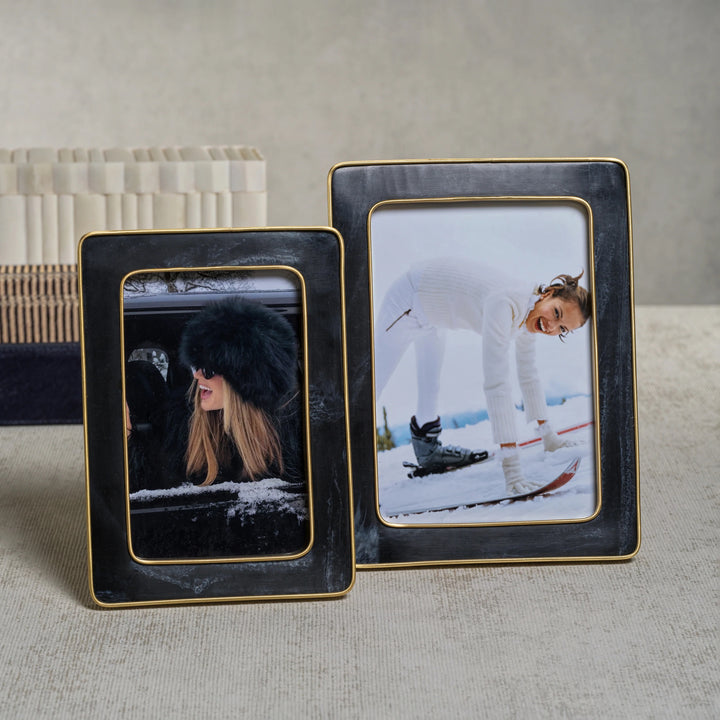 Marbled resin frame from Zodax designed for home decor, featuring a sleek marbled pattern and sturdy construction.