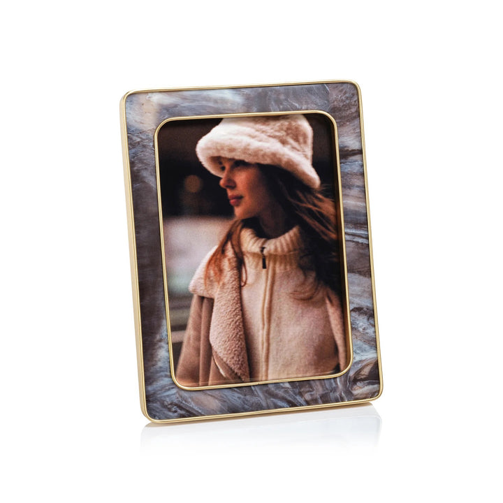Marbled resin frame from Zodax for home decor, showcasing a stylish, smooth marbled surface and sturdy frame design.