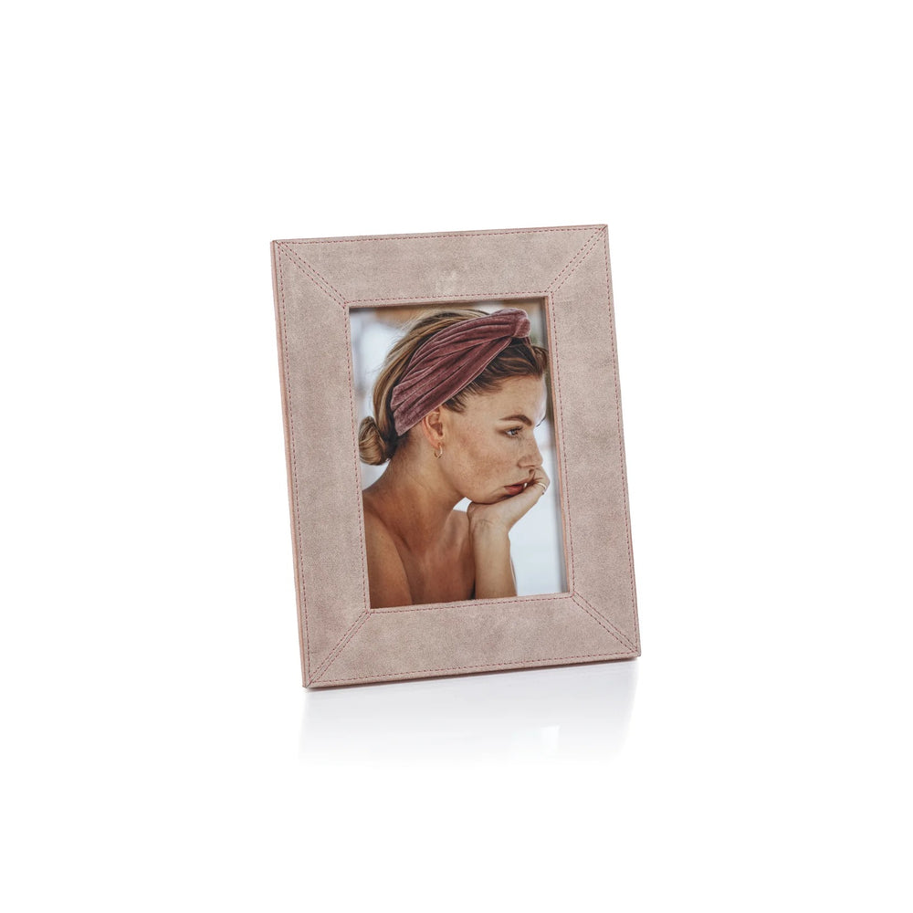 Zodax suede Amalfi frame for home decor, featuring a soft suede finish and stylish design, perfect for displaying photos or artwork.