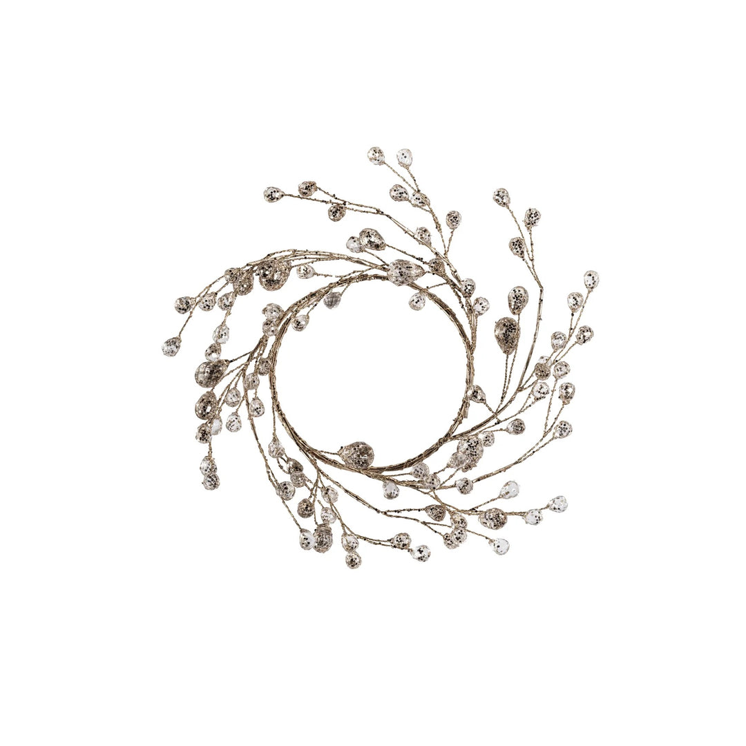Beaded glass wreath for home decor, featuring colorful glass beads arranged in a circular design by Zodax.