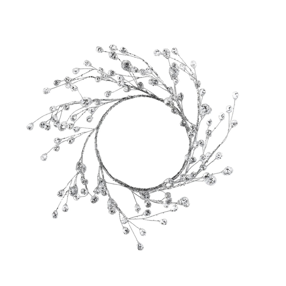 Beaded glass wreath for home decor by Zodax, featuring intricate glass beads arranged in a circular design.