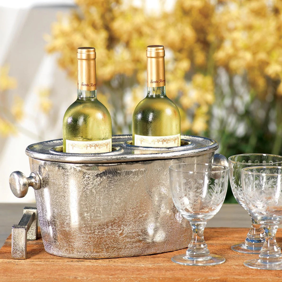 Aluminum 2-bottle holder from Zodax, designed for home use, showcasing its sleek, modern look and sturdy construction.