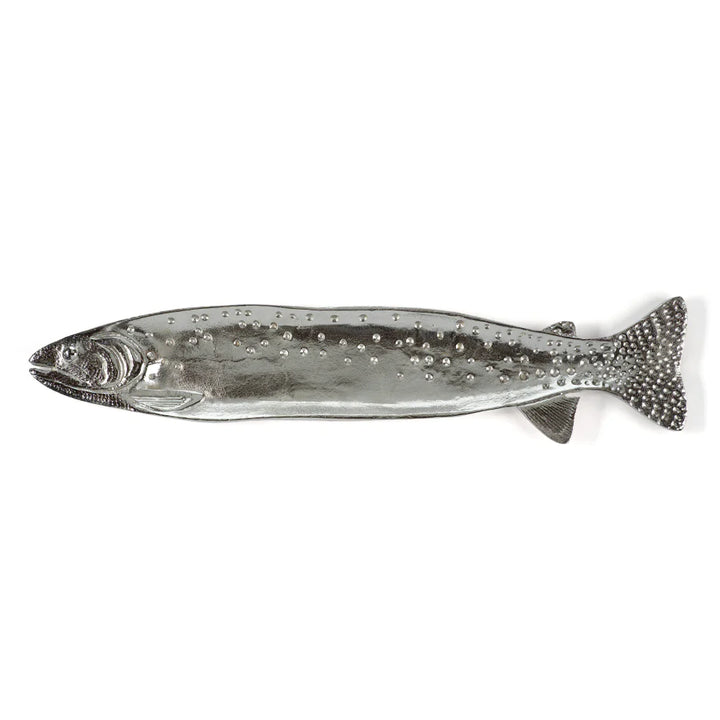 Aluminum fish tray from Zodax for home use, featuring a sleek, shiny surface and spacious design for serving seafood.