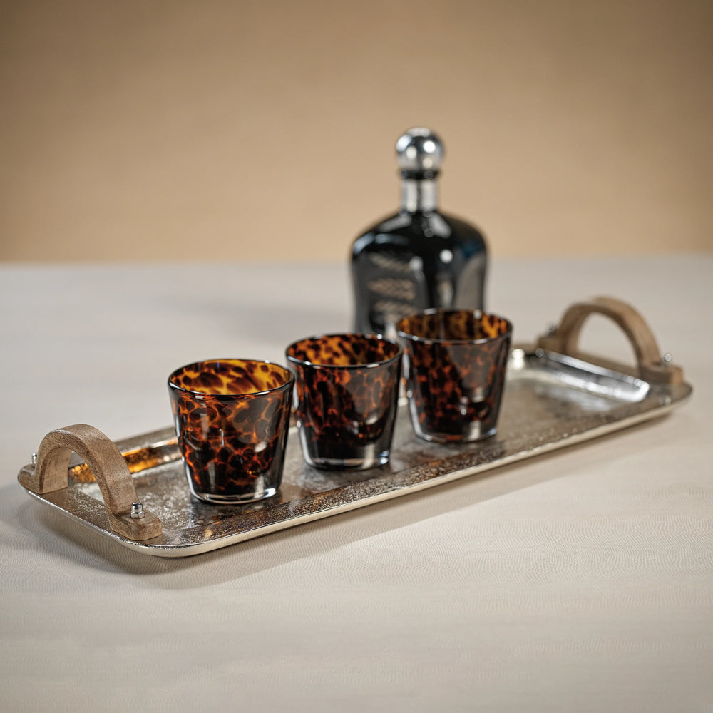 Zodax Barcelona Nickel Aluminum Tray for home décor, featuring a sleek, modern design with a polished finish.