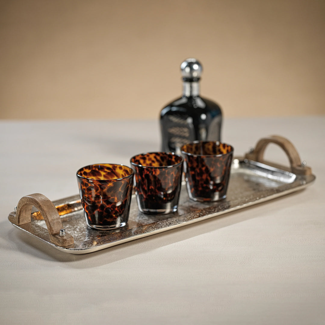 Zodax Barcelona Nickel Aluminum Tray for home décor, featuring a sleek, modern design with a polished finish.
