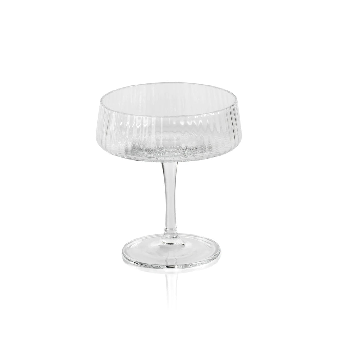Zodax Lines Fluted Martini Glass with a sleek, modern design and textured fluted pattern, perfect for elegant home bar use.