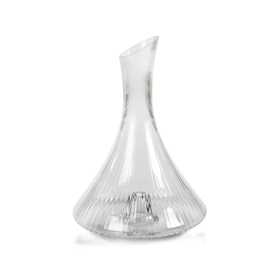 Zodax Lines Fluted Textured Glass Decanter with elegant curved design and intricate textured patterns for stylish home storage