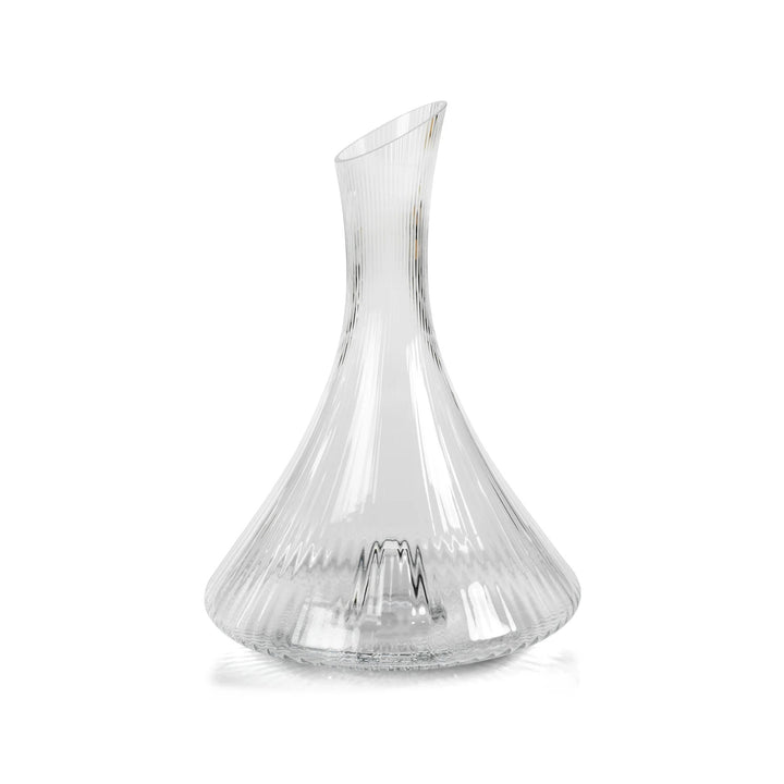 Zodax Lines Fluted Textured Glass Decanter with elegant curved design and intricate textured patterns for stylish home storage