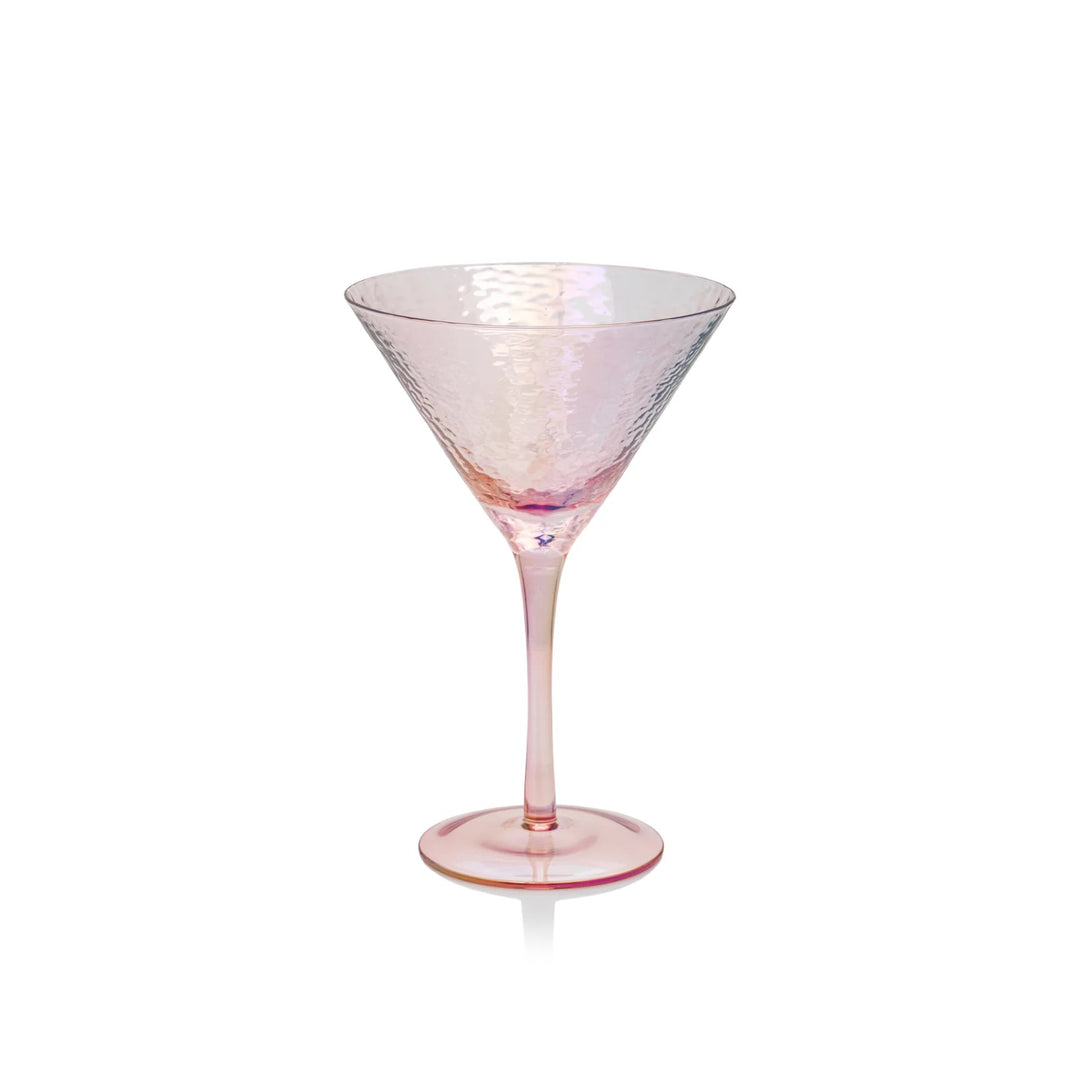 Pink Luster Martini Glass by Zodax, showcasing a shiny, elegant home bar accessory with a sleek design and smooth glass finish.
