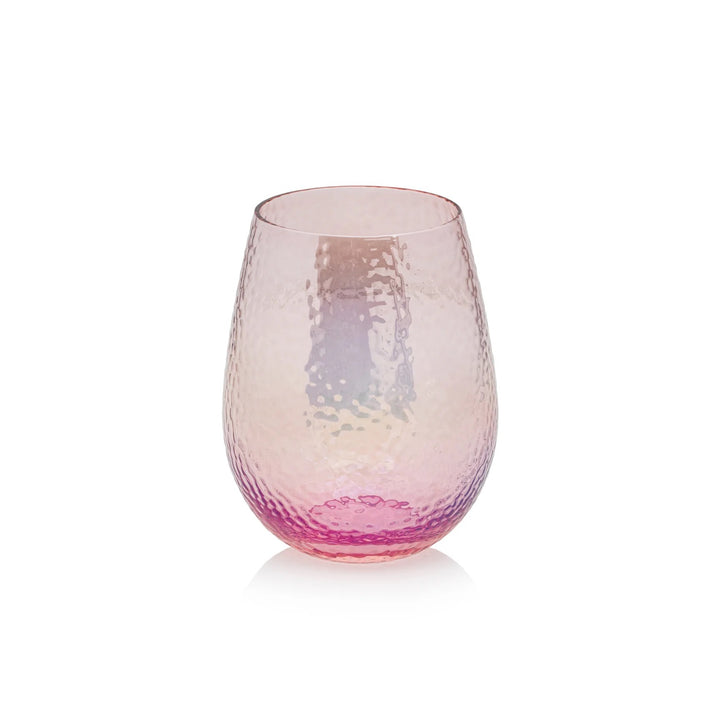 Pink Luster Stemless Glass from Zodax, stylish home drinkware with a shimmering finish, perfect for casual or elegant occasions.