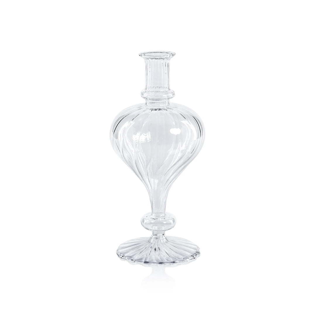 Spiral Venetian vase by Zodax featuring a sleek, twisted glass design suitable for home décor display.