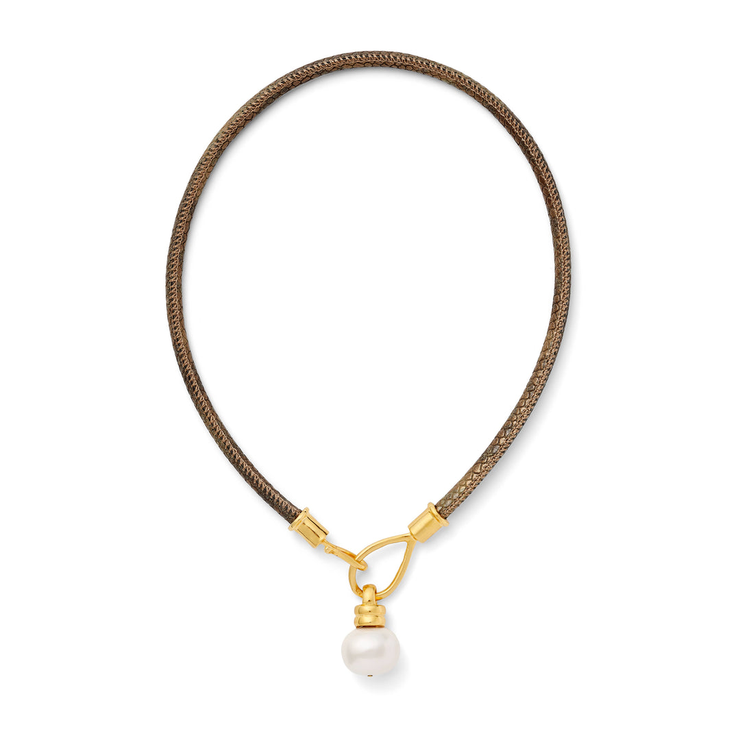 Lasso Pearl Leather Necklace