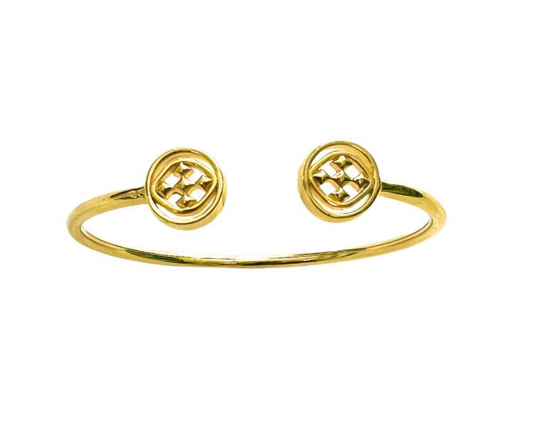 Large medallion bangle bracelet from Gracewear Collection, stylish accessories with intricate design and metallic finish.