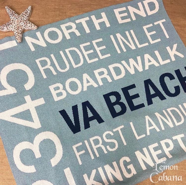 In2Green Va Beach throw blanket with beach-inspired design, soft fabric, perfect for home decor and cozy relaxation.